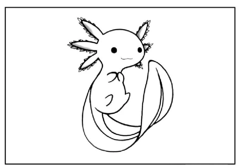 Axolotl boyama sayfası #45 – dikkat ve odaklanma geliştirir, A4 baskıya uygun