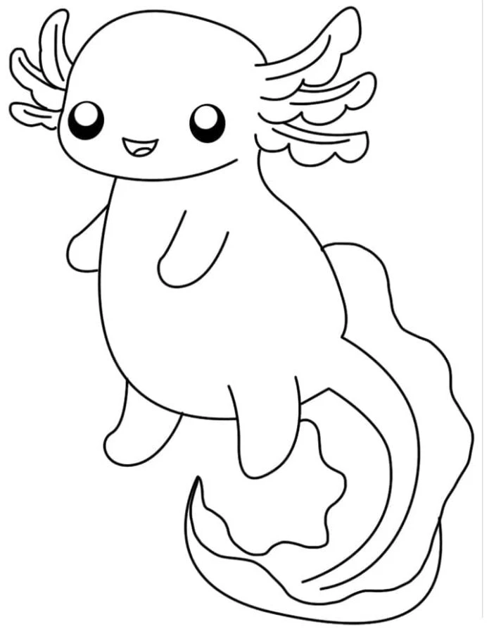 Axolotl boyama sayfası #46 – motor becerileri destekler, mürekkep tasarrufu sağlar