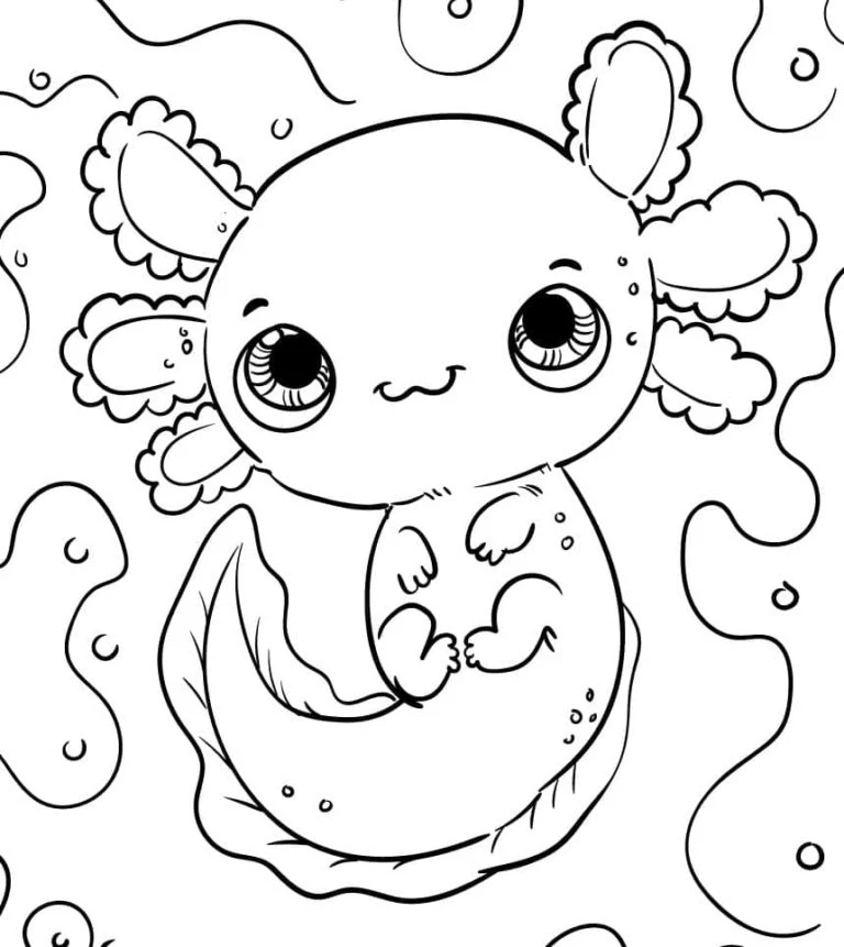 Axolotl boyama sayfası #53 – mürekkep tasarrufu sağlar, PDF indir