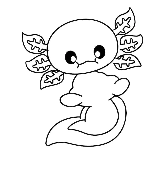 Axolotl boyama sayfası #65 – okul öncesi, evde etkinlik