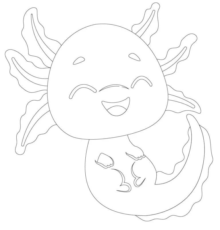 Axolotl boyama sayfası #83 – doğum günü partisi aktivitesi, ekran süresine alternatif