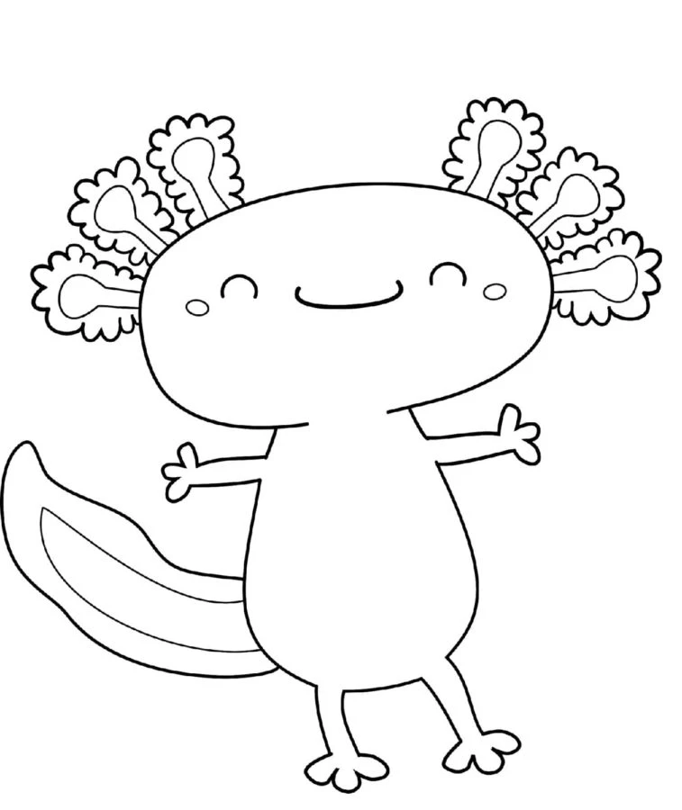 Axolotl boyama sayfası #86 – motor becerileri destekler, mürekkep tasarrufu sağlar