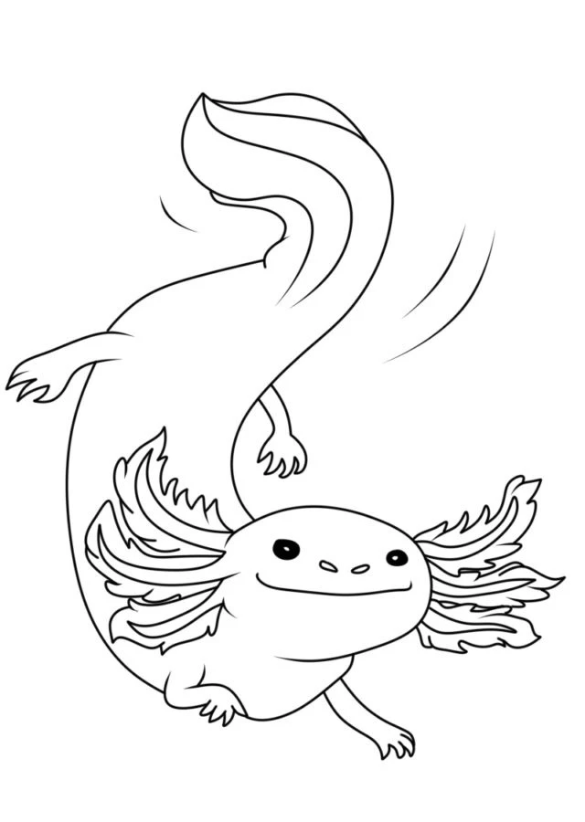 Axolotl boyama sayfası #87 – hayal gücünü besler, tamamen ücretsiz