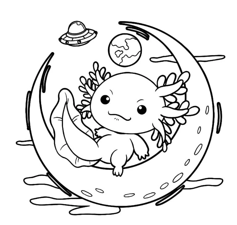 Axolotl boyama sayfası #88 – renk bilgisini öğretir, günlük etkinlik önerisi