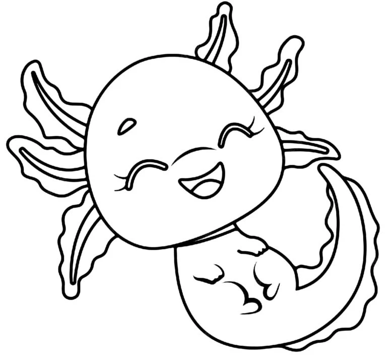 Axolotl boyama sayfası #89 – sabır ve özgüven kazandırır, yaratıcı sanat çalışması