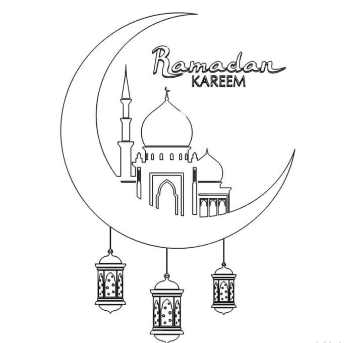 Hoşgeldin Ramazan boyama sayfası – boyama etkinliği, çocuk aktivitesi