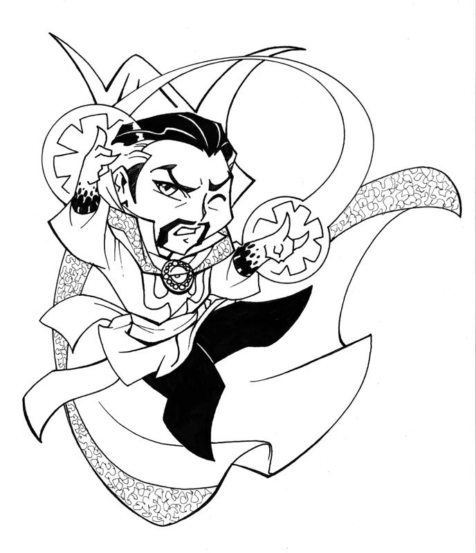 Dr. Strange boyama sayfası #6 – eğlenceli etkinlik, el becerilerini geliştirir