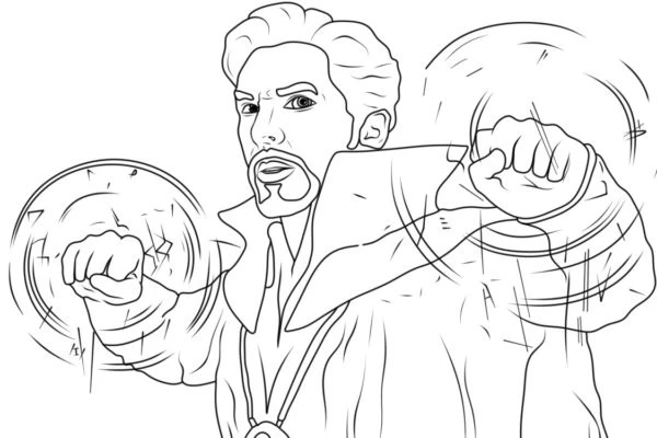 Dr. Strange boyama sayfası #21 – renkli çizimler, dikkat ve odaklanma geliştirir