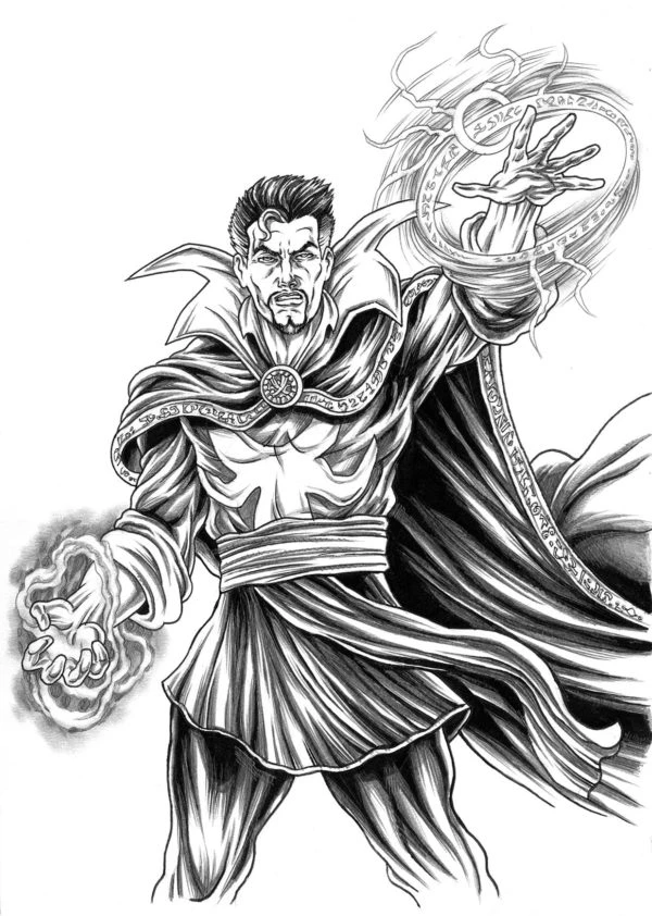 Dr. Strange boyama sayfası #36 – mürekkep tasarrufu sağlar, PDF indir