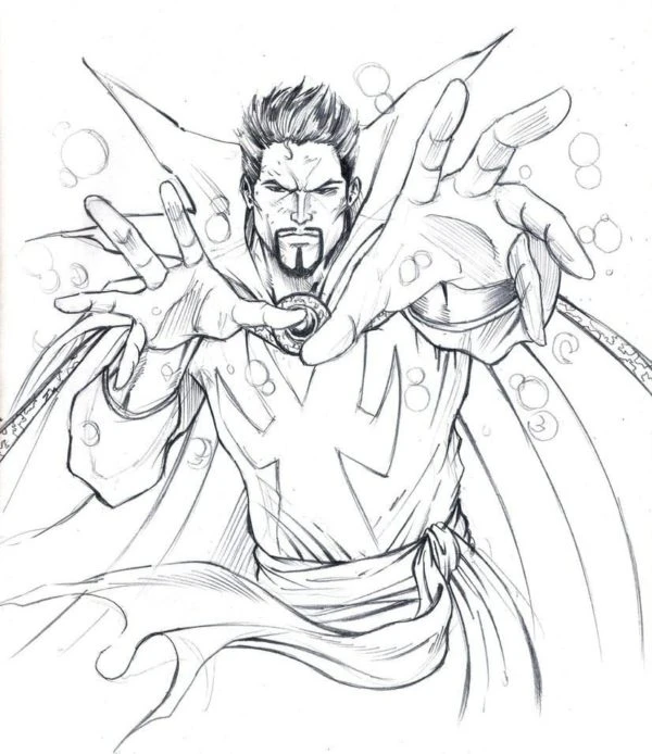 Dr. Strange boyama sayfası – çizgi film temalı, basit çizim