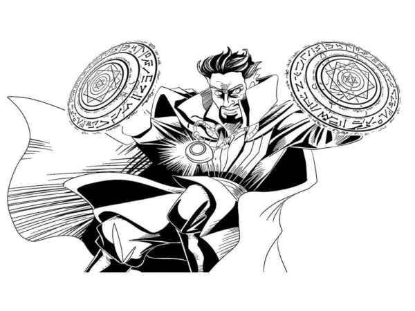 Dr. Strange boyama sayfası – el becerilerini geliştirir, boyama çalışması