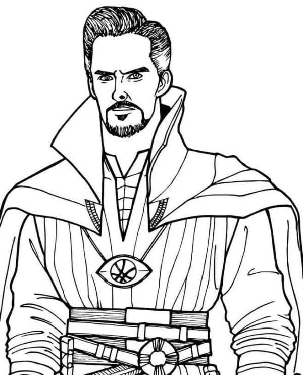 Dr. Strange boyama sayfası – basit çizim, kolay boyama