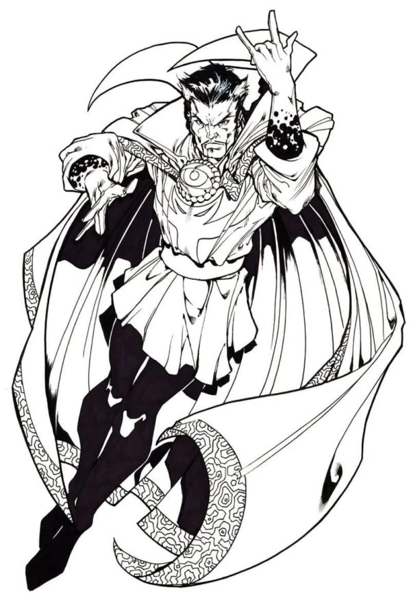 Dr. Strange boyama sayfası – PDF indir, sevimli karakter