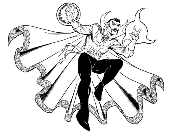 Dr. Strange boyama sayfası – kolay boyama, eğitici aktivite