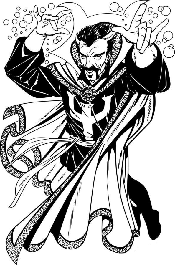 Dr. Strange boyama sayfası – çocuklar için, çizgi film temalı