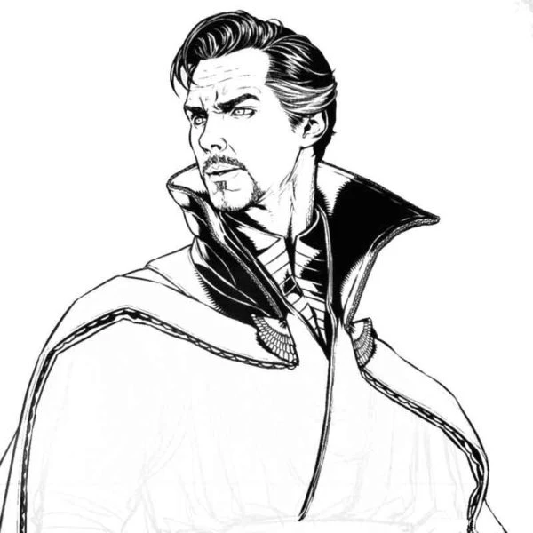 Dr. Strange boyama sayfası – kolay boyama, eğitici aktivite