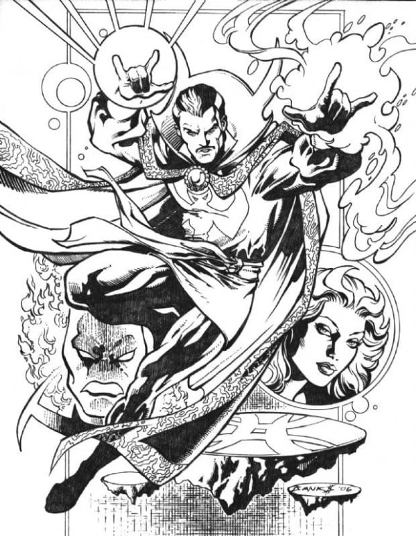 Dr. Strange boyama sayfası – eğlenceli etkinlik, el becerilerini geliştirir