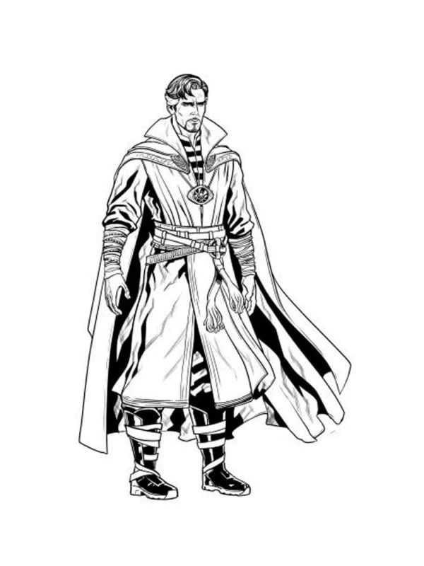 Dr. Strange boyama sayfası – çizgi film temalı, basit çizim