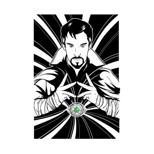 Dr. Strange boyama sayfası – el becerilerini geliştirir, boyama çalışması