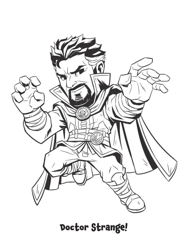Dr. Strange boyama sayfası – çocuk aktivitesi, PDF indir