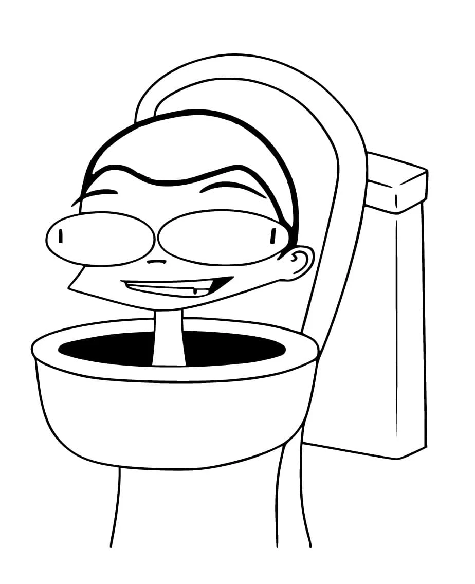 Skibidi Toilet boyama sayfası – basit çizim, kolay boyama