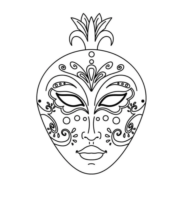 Maske boyama sayfası – basit çizim, kolay boyama