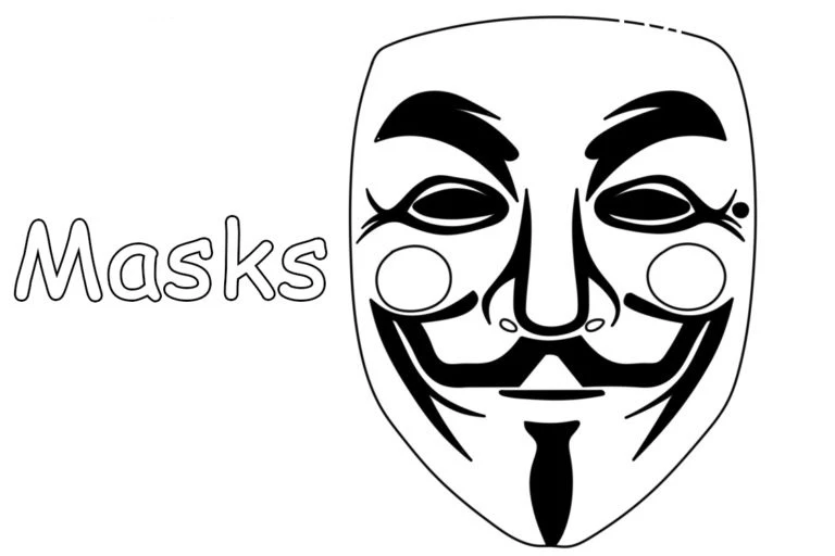 Maske boyama sayfası – PDF indir, sevimli karakter