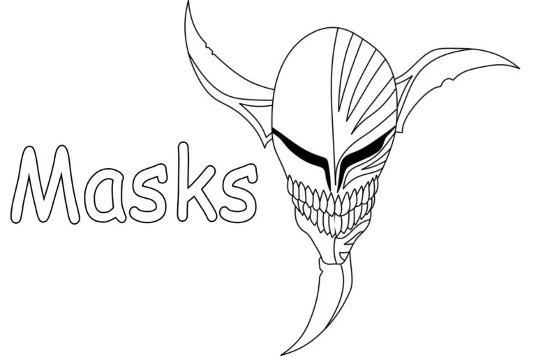 Maske boyama sayfası – PDF indir, sevimli karakter