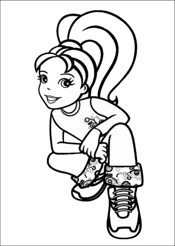 Polly Pocket boyama sayfası – eğlenceli etkinlik, el becerilerini geliştirir
