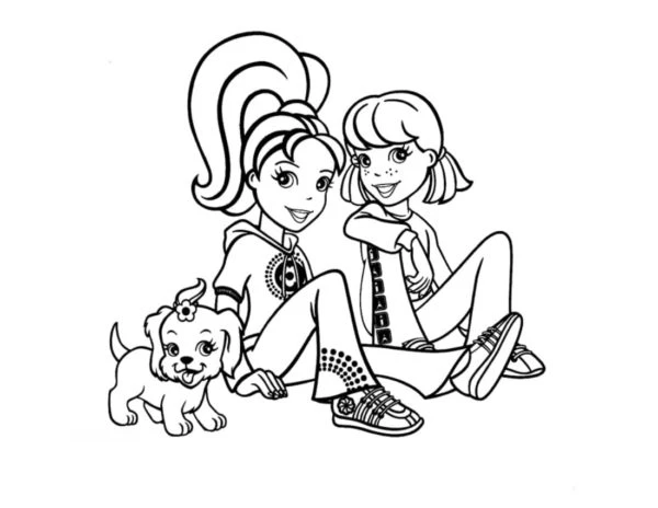 Polly Pocket boyama sayfası – çizgi film temalı, basit çizim