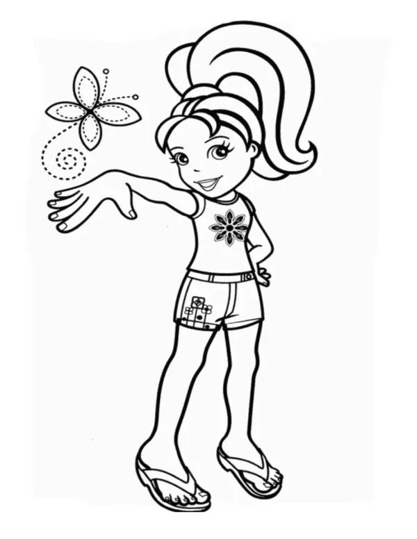 Polly Pocket boyama sayfası – eğitici aktivite, yaratıcılık