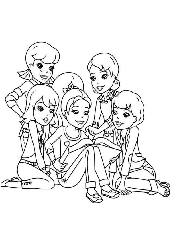 Polly Pocket boyama sayfası – basit çizim, kolay boyama