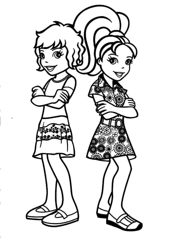 Polly Pocket boyama sayfası – renkli çizimler, okul öncesi