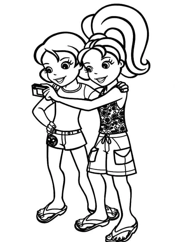 Polly Pocket boyama sayfası – sevimli karakter, sanatsal çalışma