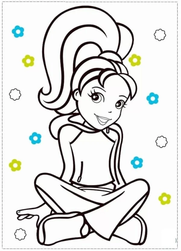 Polly Pocket boyama sayfası – el becerilerini geliştirir, boyama çalışması