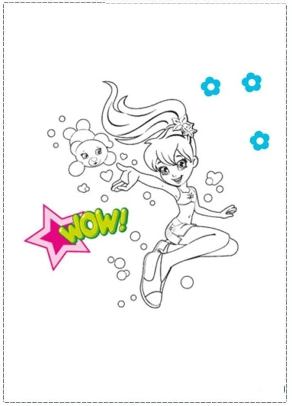 Polly Pocket boyama sayfası – basit çizim, kolay boyama