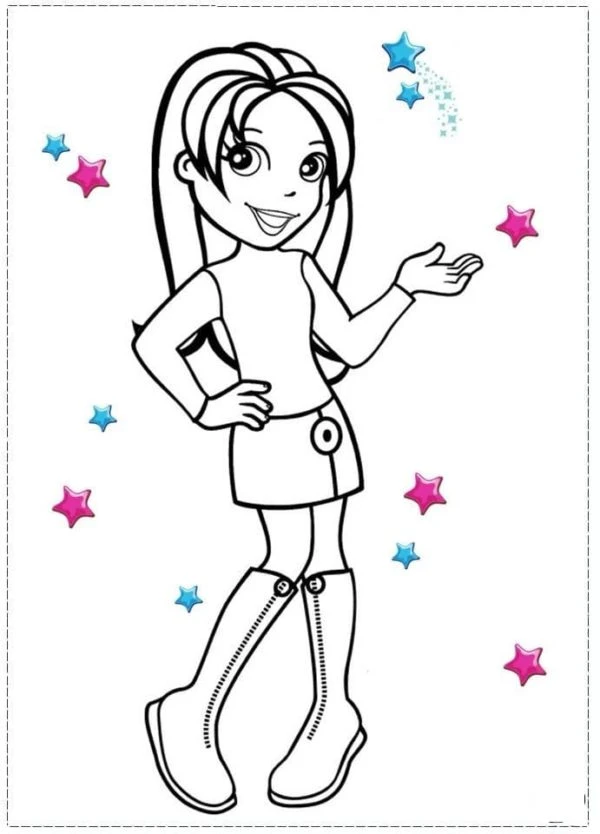 Polly Pocket boyama sayfası – boyama çalışması, yaratıcılığı geliştirir