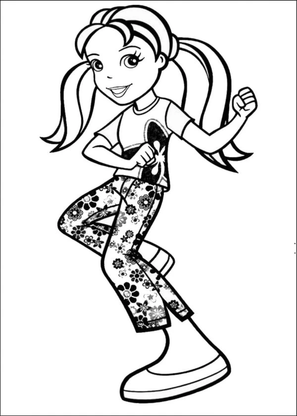 Polly Pocket boyama sayfası – sevimli karakter, sanatsal çalışma