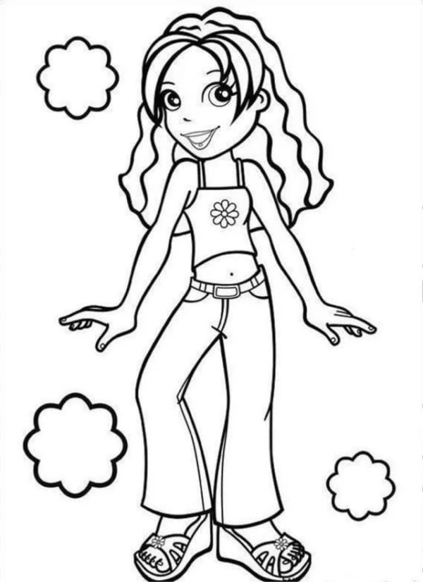 Polly Pocket boyama sayfası – eğitici aktivite, yaratıcılık