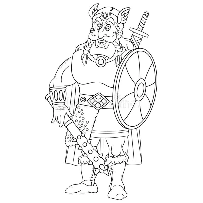Vikingler boyama sayfası #16 – sevimli karakter, sanatsal çalışma