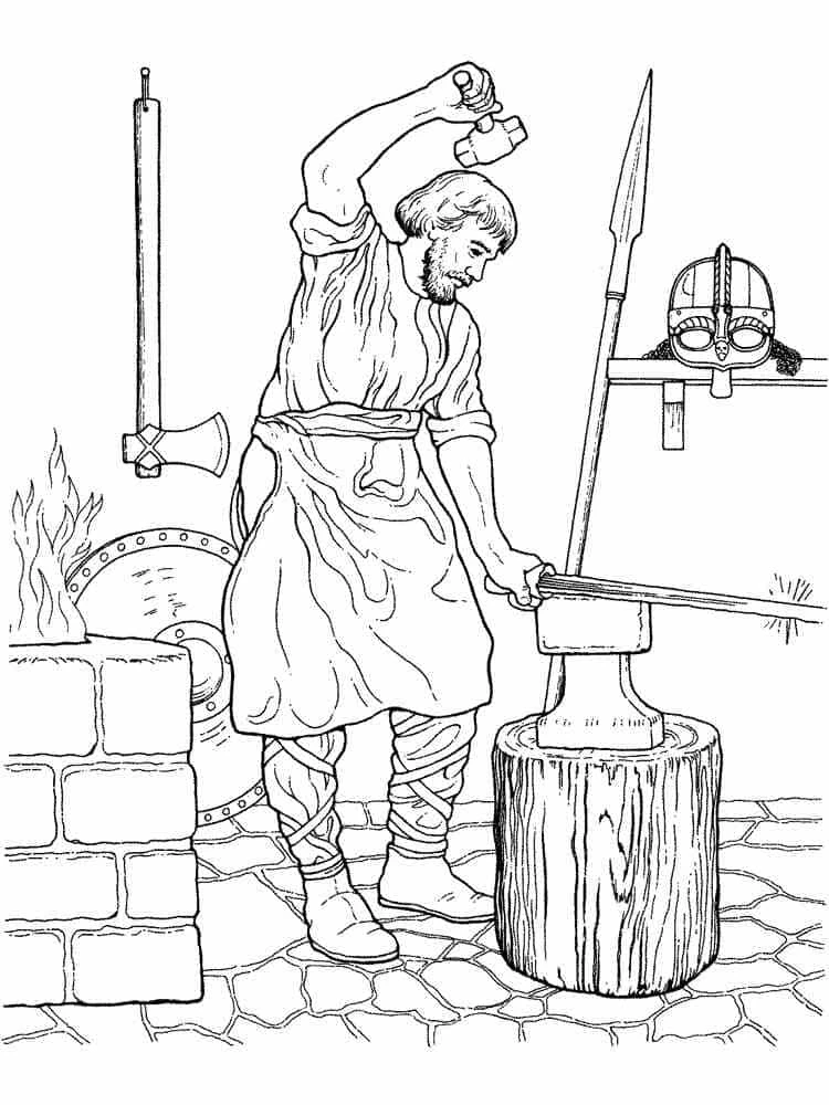 Vikingler boyama sayfası #24 – basit çizim, yaz tatili etkinliği