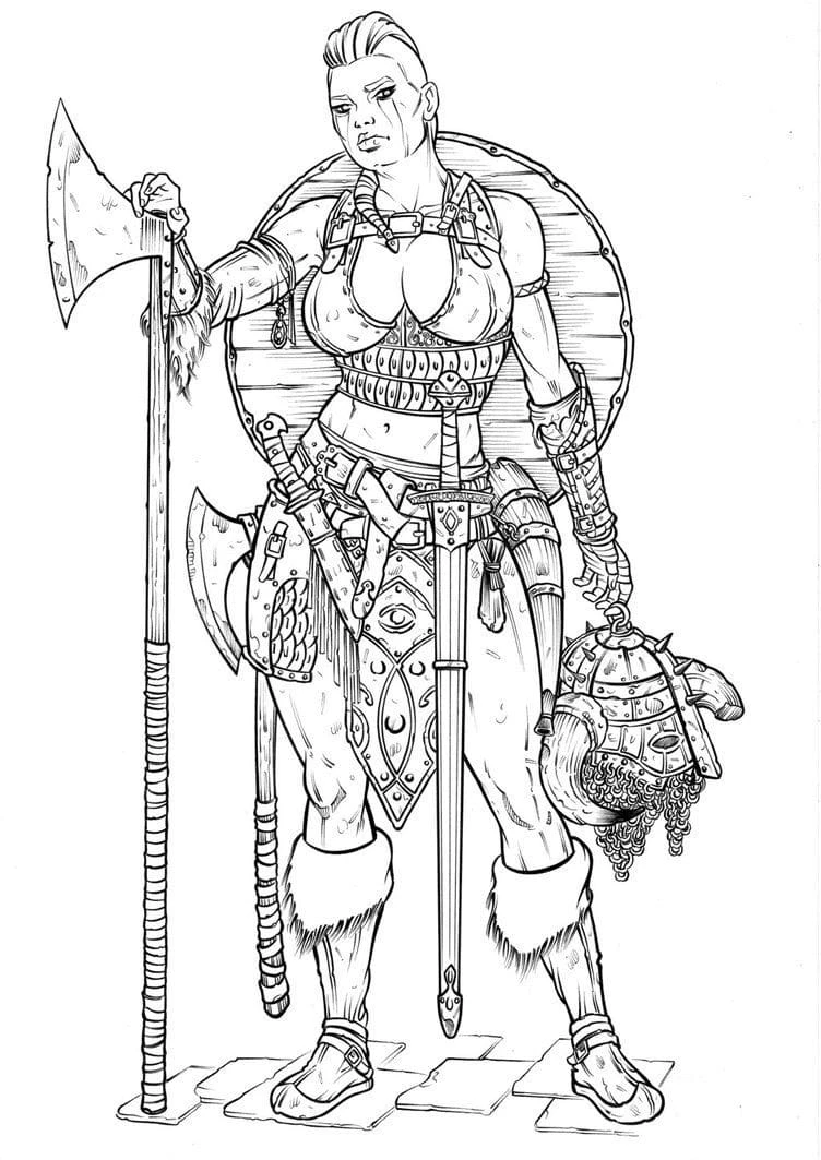 Vikingler boyama sayfası #42 – mürekkep tasarrufu sağlar, PDF indir