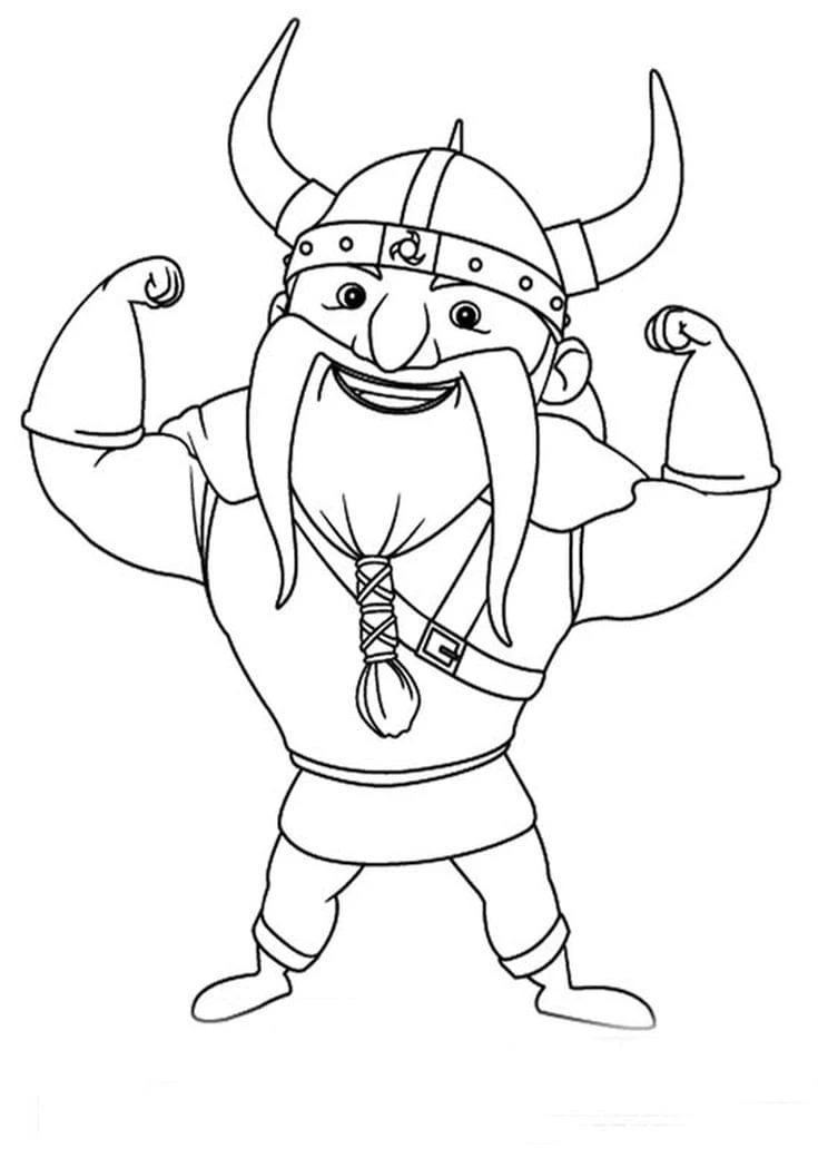 Vikingler boyama sayfası #49 – PDF indir, sevimli karakter