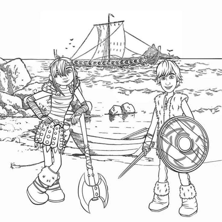 Vikingler boyama sayfası #52 – eğlenceli etkinlik, el becerilerini geliştirir
