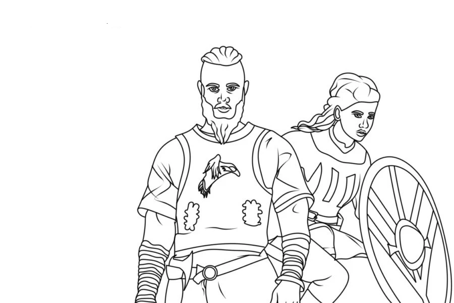Vikingler boyama sayfası – eğlenceli etkinlik, el becerilerini geliştirir