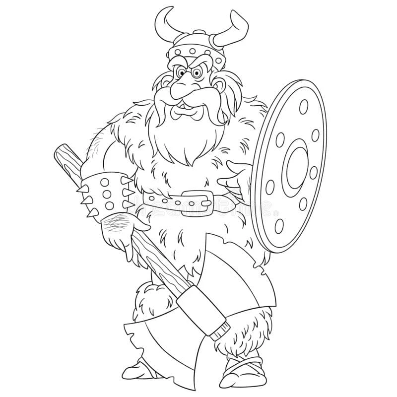 Vikingler boyama sayfası – çizgi film temalı, basit çizim