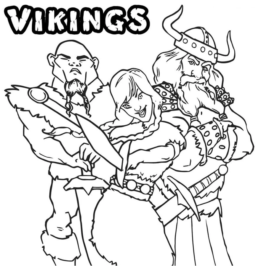 Vikingler boyama sayfası – el becerilerini geliştirir, boyama çalışması