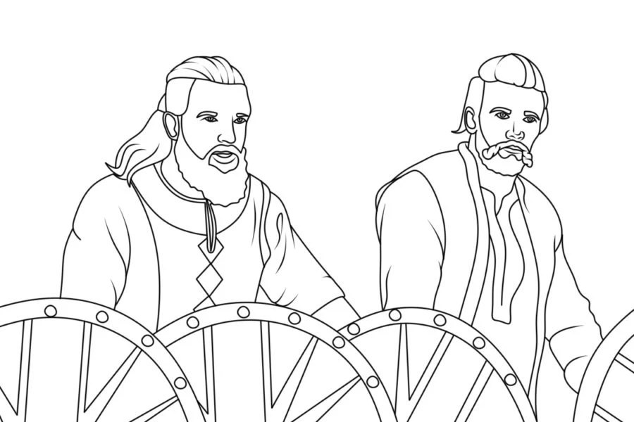 Vikingler boyama sayfası – sanatsal çalışma, çocuklar için