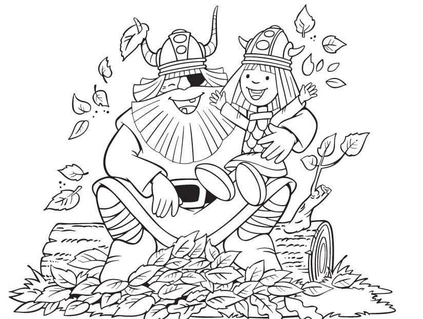 Vikingler boyama sayfası – renkli çizimler, okul öncesi