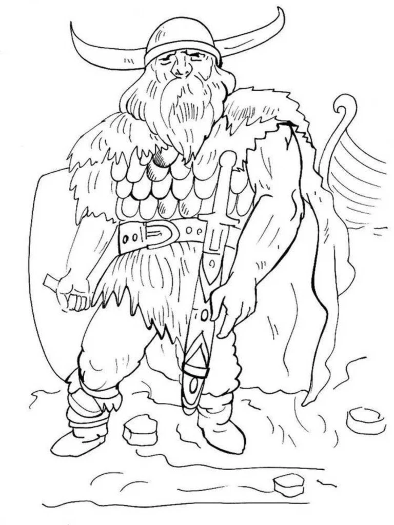 Vikingler boyama sayfası – kolay boyama, eğitici aktivite